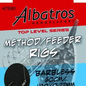 Betrouwbaar ALBATROS HENGELSPORT Toplevel Method Rig Barbless 60cm (8stuks) Haak 12/0.20mm