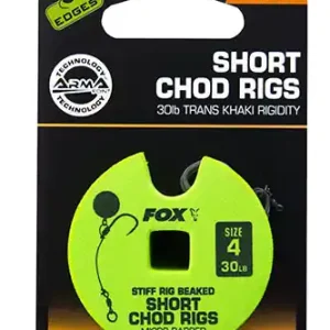 FOX Short Chod Rig Barbed 30Lb (3stuks) size 4 Gecertificeerd