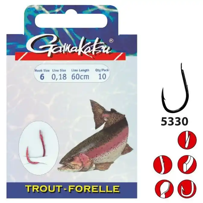 Speciale Aanbieding GAMAKATSU Booklet Trout 5330R 60cm (10stuks) 12-0.16MM