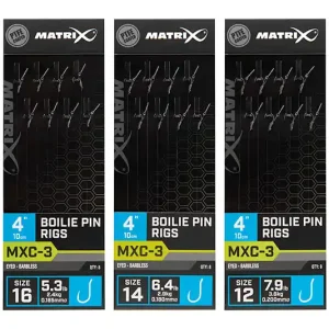 MATRIX MXC-3 Boilie Pin Rigs Barbless 10cm (8stuks) Size 16 Barbless / 0.165mm Lage Kosten
