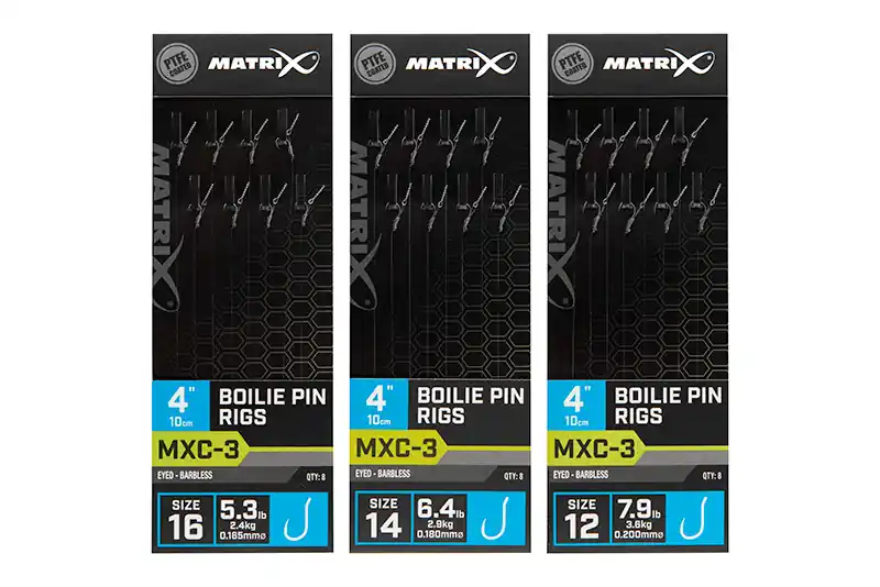 MATRIX MXC-3 Boilie Pin Rigs Barbless 10cm (8stuks) Size 16 Barbless / 0.165mm Lage Kosten