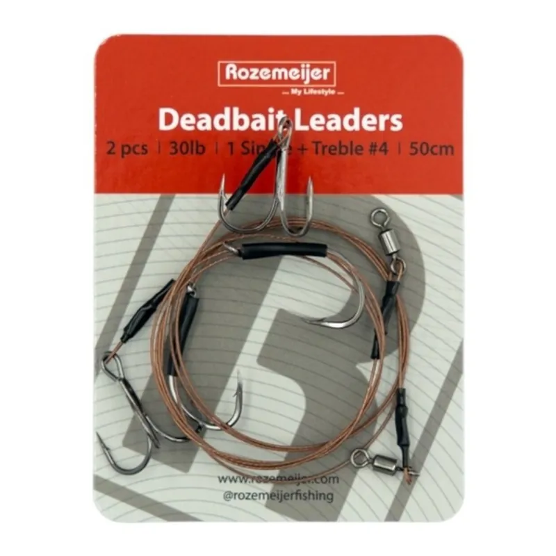 ROZEMEIJER Doodaas Onderlijn 1 Enkele Haak + Dreg (50cm) (2stuks) 4 treble Lage Kosten