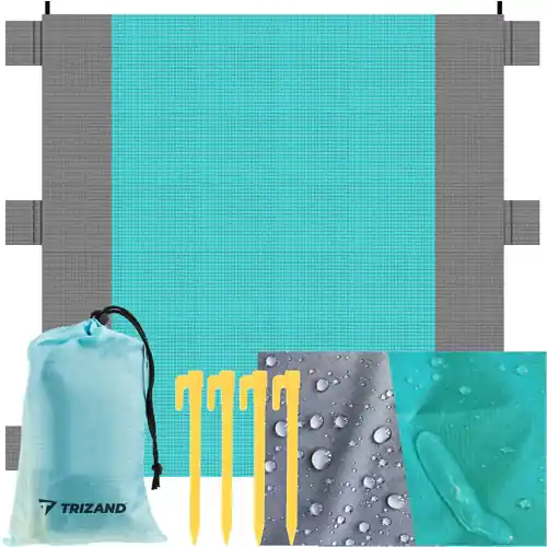 Trizand XXL Picknickkleed - 208 x 208 cm - Waterdicht - Grijs/Blauw Koop Online
