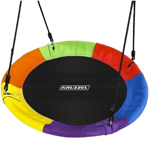 Lage Prijs Rond Nest Schommel – Ø100 cm – Tot 160 kg – Regenboog Kleuren
