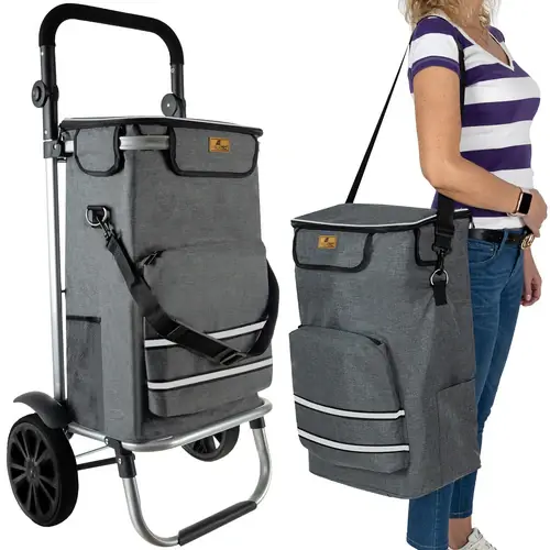 Malatec Opvouwbare Boodschappentrolley - 40 Liter - Met Thermovak - Grijs Must-Have