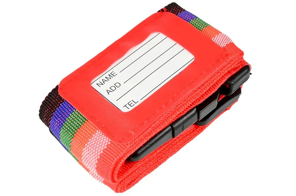 Op = Op Benson Kofferspanband Regenboog - 183 x 5 cm - Met Adreslabel