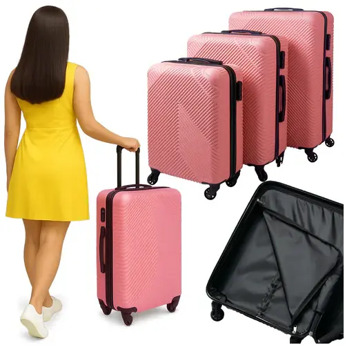 Trizand Kofferset 3-delig - Hardcase ABS - 39L, 70L & 99L - Roze Nieuw
