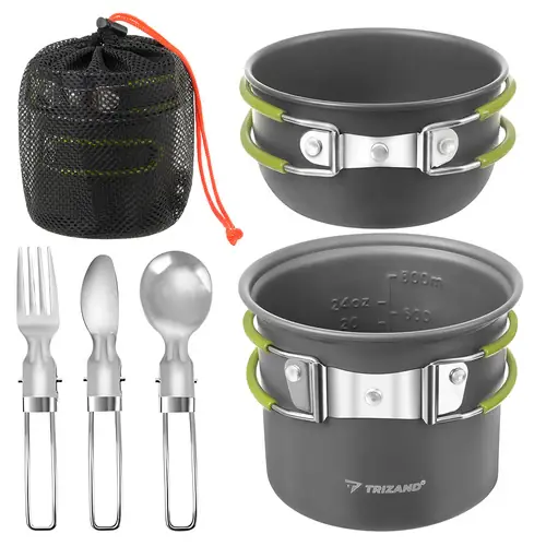 Beperkte Voorraad Trizand Camping Kookset - 1,2L - Inclusief Bestek - Aluminium - Compact
