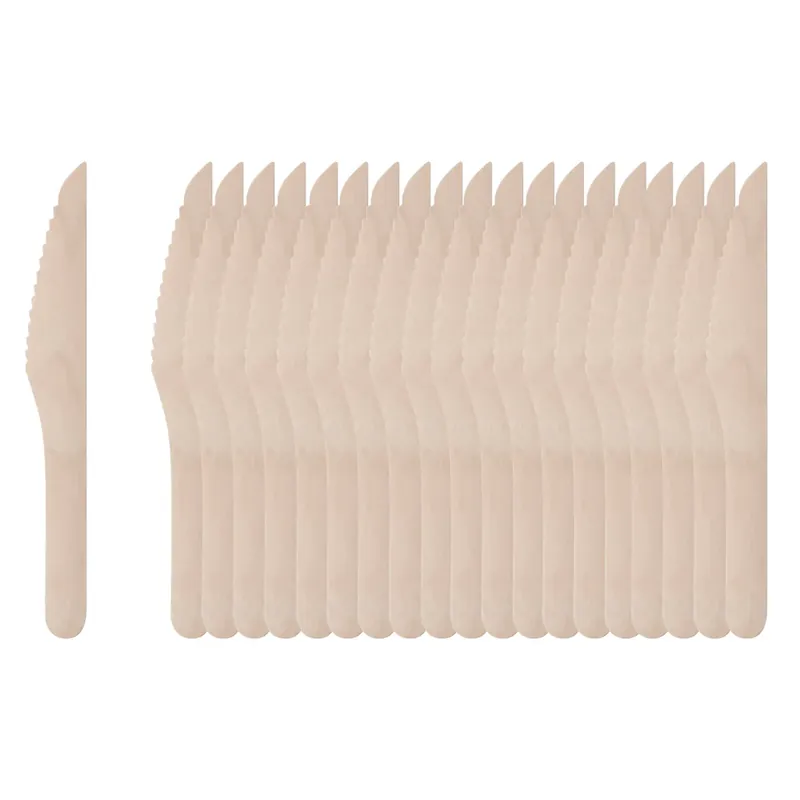 Veilige Betaling Benson Houten Messen - 20 Stuks - 16 cm - Milieuvriendelijk Wegwerpbestek