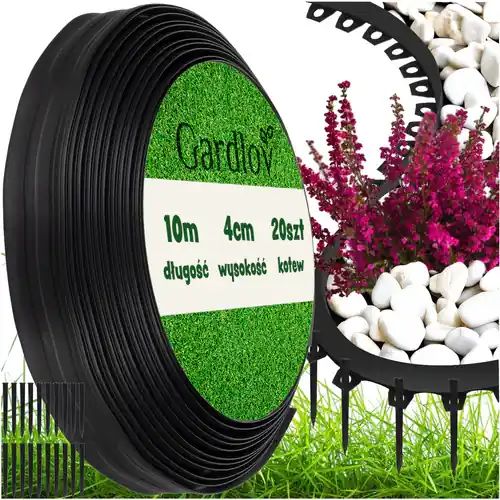 Beste Prijs Gardlov Tuinrand - 4 cm x 10 m - Inclusief 20 Haringen - Zwart