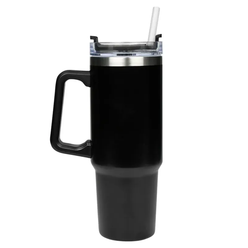 Benson Thermosbeker 900 ml - Zwart - Inclusief Rietje - Geschikt voor Auto Bekerhouders Uitverkoop