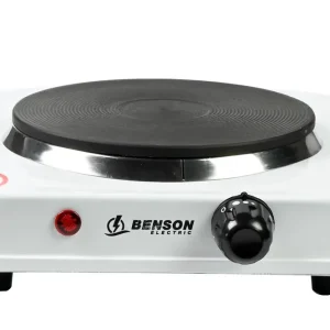 Benson Enkele Elektrische Kookplaat - 1000W - 5 Standen - Wit - 21 x 21 cm Gratis Retour