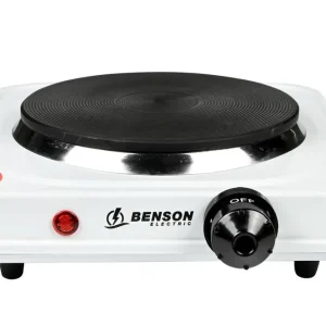 Koop Vandaag Benson Enkele Elektrische Kookplaat - 1000W - 5 Standen - Wit - Ø 15 cm