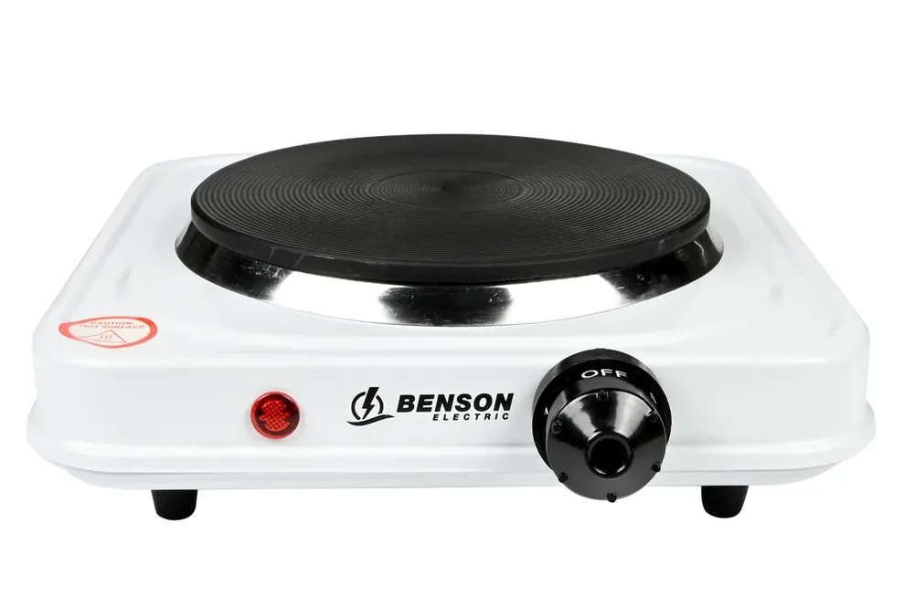 Koop Vandaag Benson Enkele Elektrische Kookplaat - 1000W - 5 Standen - Wit - Ø 15 cm