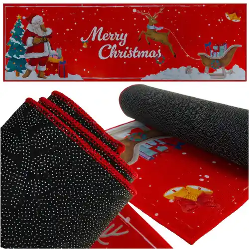 Exclusieve Aanbieding Ruhhy Kerstloper - 160 x 50 cm - Antislip - Rood - Merry Christmas