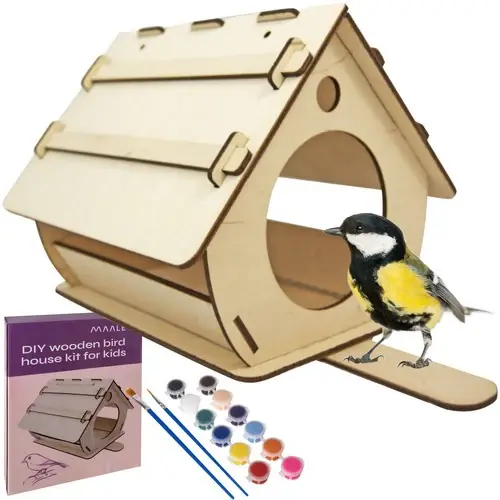 Aanbieding Maaleo Houten Vogelvoederhuisje - DIY Bouwset - Inclusief Verf - 32,5 cm