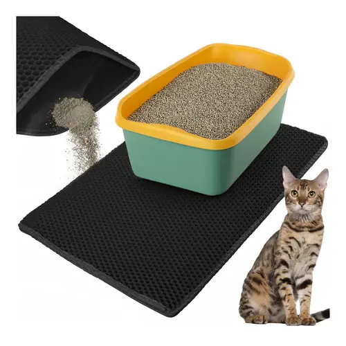 Purlov Kattenbakmat - 75 x 55 cm - Zwart - Dubbellaags EVA-schuim Shop Nu