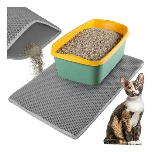 Purlov Kattenbakmat - 75 x 55 cm - Grijs - Dubbellaags EVA-schuim Nieuw