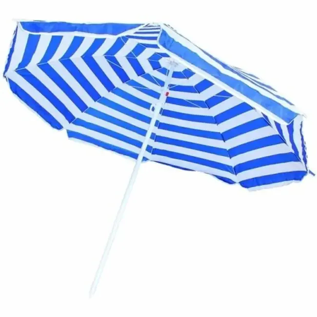 Benson Strandparasol - Wit/Blauw Print - Ø 160 cm - Aluminium Frame Beste Prijs
