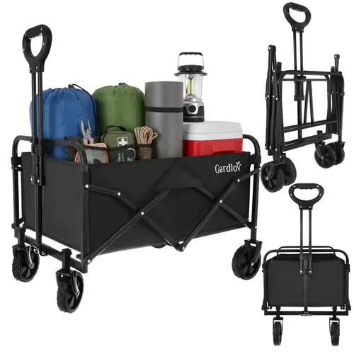 Gardlov Opvouwbare Tuinwagen - 90 Liter - 100 kg - Zwart Finale Uitverkoop