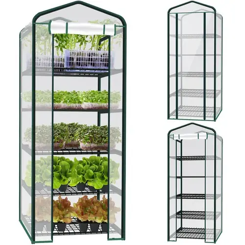 Tijdelijk Beschikbaar Malatec Mini Foliekas - 5 Planken - 195 x 70 x 50 cm - Groen