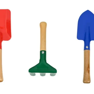 Laatste Kans Benson Kinder Tuingereedschap Set - 3-Delig - Metaal met Houten Handvat - Kleurrijk