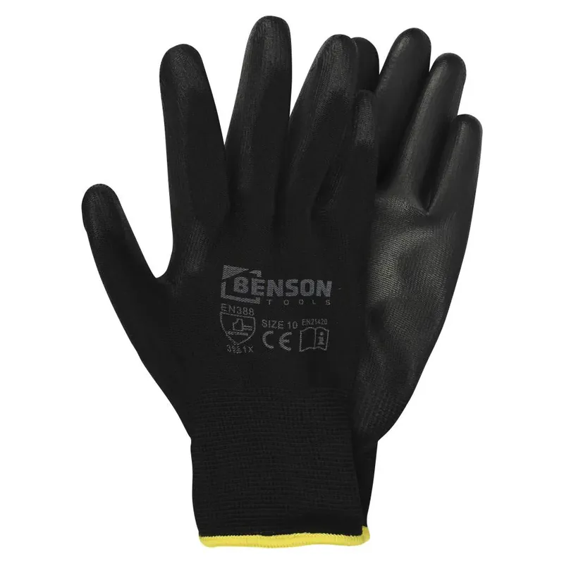 Benson PU Werkhandschoenen - Zwart - Maat 10 - EN 388 Superprijs