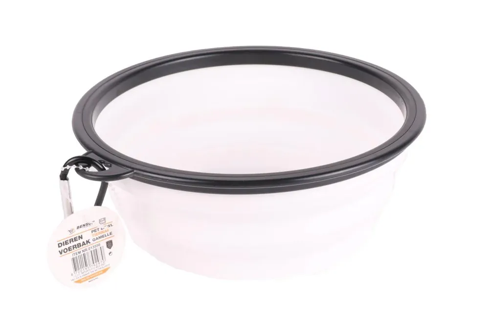 Benson Opvouwbare Voer- en Drinkbak - 19 cm - Wit/Zwart - Siliconen Aanbieding