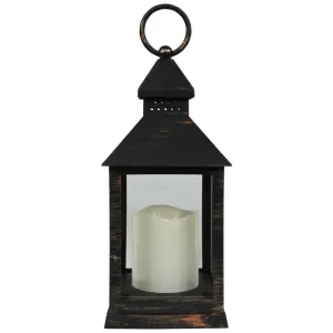 Actieprijs Benson Lantaarn met LED Kaars – 24 cm – Realistisch Vlameffect
